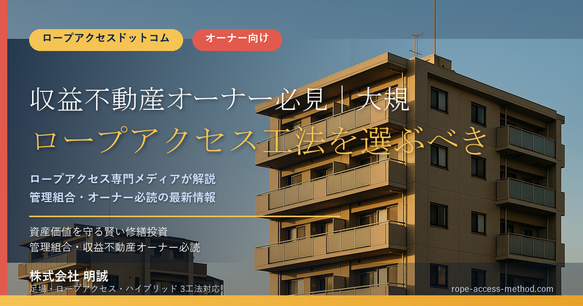 収益不動産オーナー必見|大規模修繕でロープアクセス工法を選ぶべき5つの理由