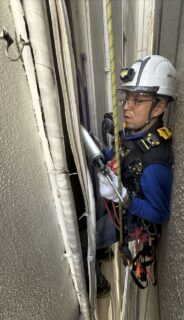 東京都目黒区 無足場工法ロープアクセス漏水工事