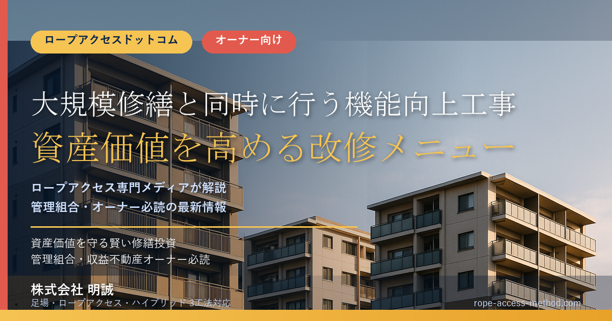 大規模修繕と同時に行う機能向上工事|資産価値を高める改修メニュー