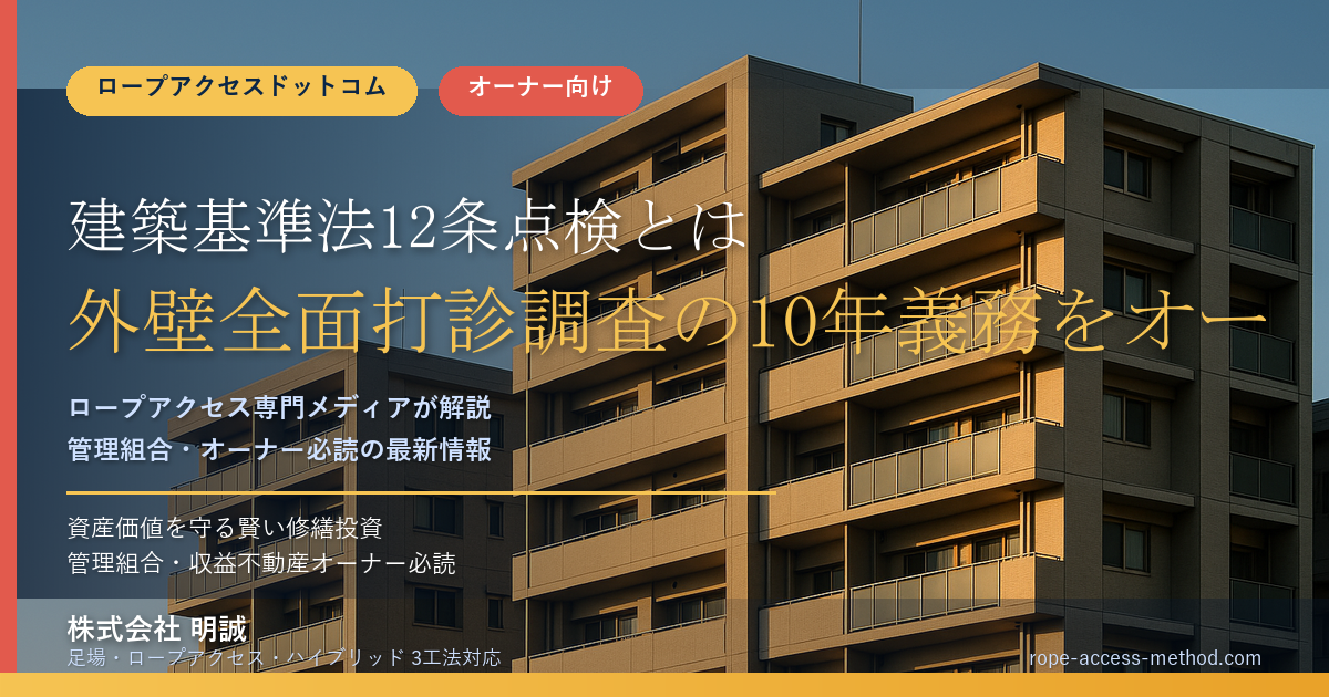 建築基準法12条点検とは?外壁全面打診調査の10年義務をオーナーが知るべき理由